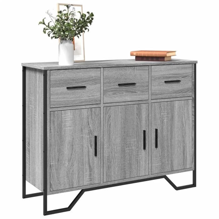 vidaXL Buffet sonoma gris 97x325x745 cm bois dingénierie 848562
