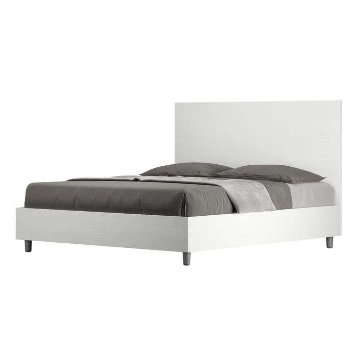 Lit queen-size 160x200 - ITYHOME - New Egos - frêne blanc - tête de lit incluse - sans sommier