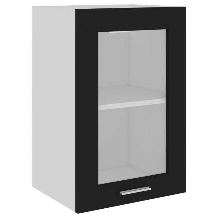 Armoire en verre suspendue Meuble haut cuisine Noir 40x31x60cm Bois dingénierie 4694127 FrenchDays
