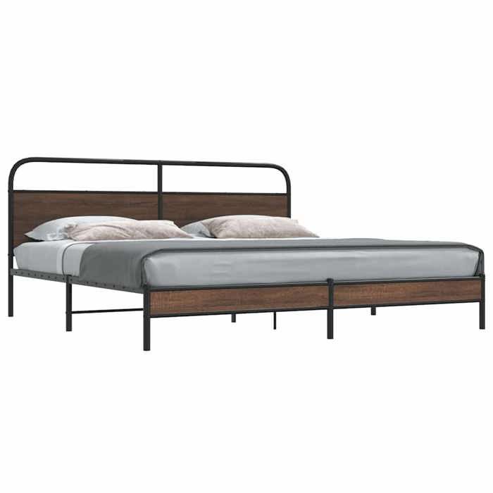 vidaXL Cadre de lit en métal sans matelas chêne marron 180x200 cm meuble de chambre à coucher lit double sommier lit 3318699