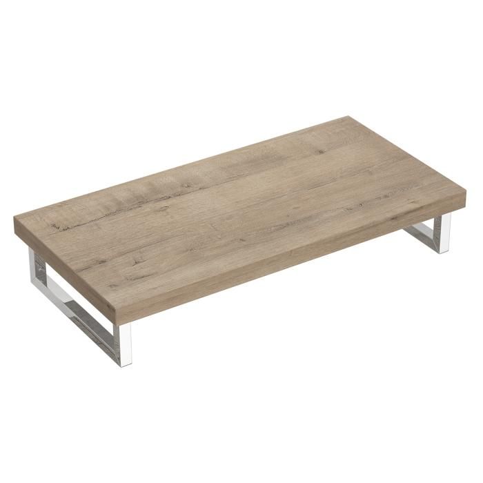 doporro Plan de Vasque en Bois 50x100cm Meuble sous Lavabo Plan Lave Mains avec 2 Supports en Inox PL004