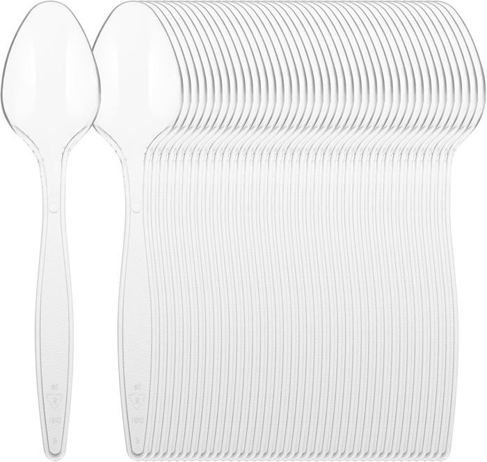 300pcs cuillères en plastique réutilisables - Cuillères à soupe - RéutilisablesENSEMBLE USTENSILES - LOT USTENSILES