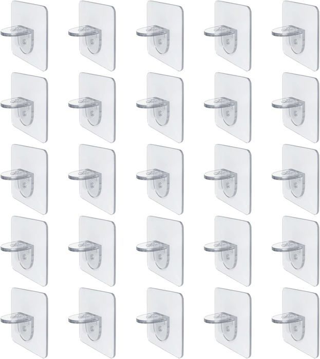 25 Pièces Chevilles de Support dÉtagèreCrochets AdhesifsSupports Adhésifs pour ÉtagèreCrochets Muraux Auto-adhésifs