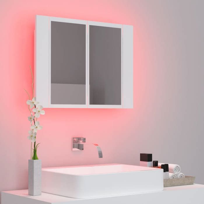 Promotion mai * Armoire salle de bain - Meuble WC - à miroir LED Blanc 60x12x45 cm Acrylique EU2596804956