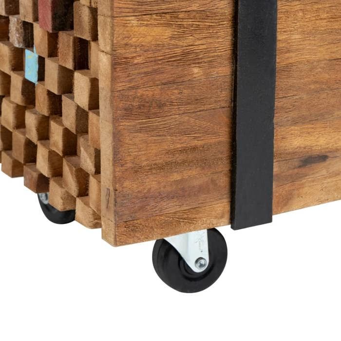 Meuble TV discount - GKK - Console TV avec 4 roues - 110x30x325 cm Bois de teck massif @3767