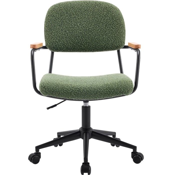 Fauteuil de bureau pivotant et réglable en hauteur en tissu bouclé vert - Gianni