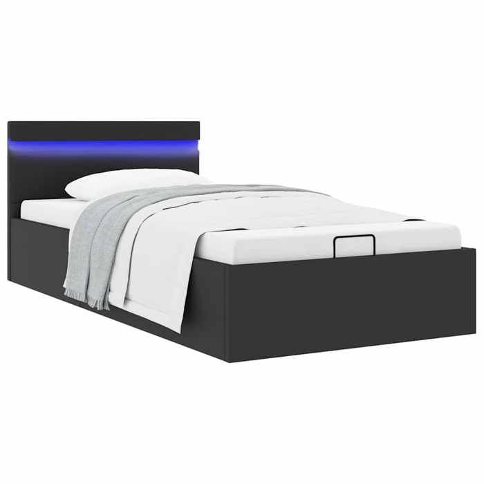 &Mode Cadre de lit 1 PERSONNE - BEWI - Structure de lit Adulte/enfant - à rangement hydraulique sans matelas - avec LED noir 729204