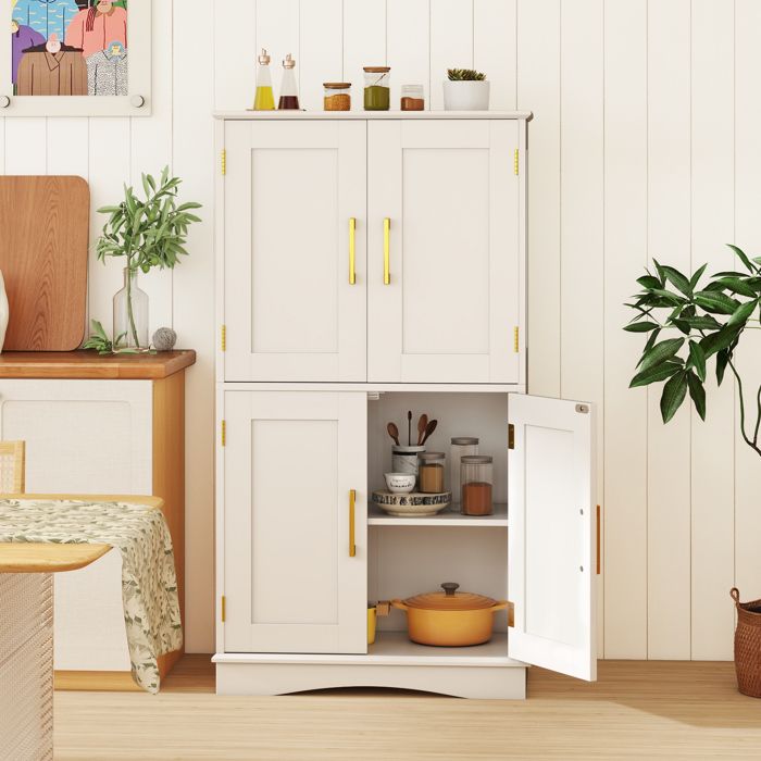 GIANTEX Buffet de Cuisine-Armoire de Rangement de Salle de Bain-4 Portes-Étagère Réglables-Salon Salle à manger-60x30x110cm-Blanc GIANTEX Buffet de Cuisine-Armoire de Rangement de Salle de Bain-4 Portes-Étagère Réglables-Salon Salle à manger-60x30x110cm-Blanc