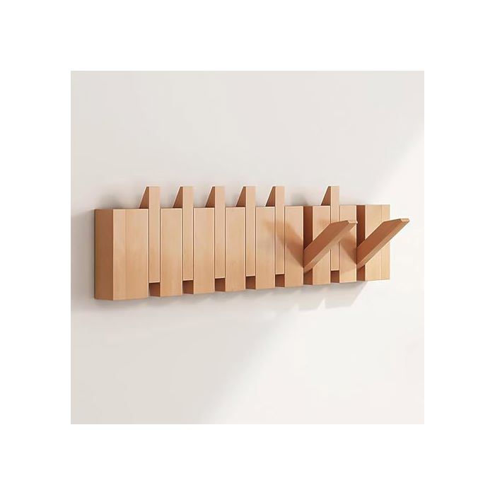 Porte-manteau en bois - Support mural rabattable pour manteaux clés chapeaux