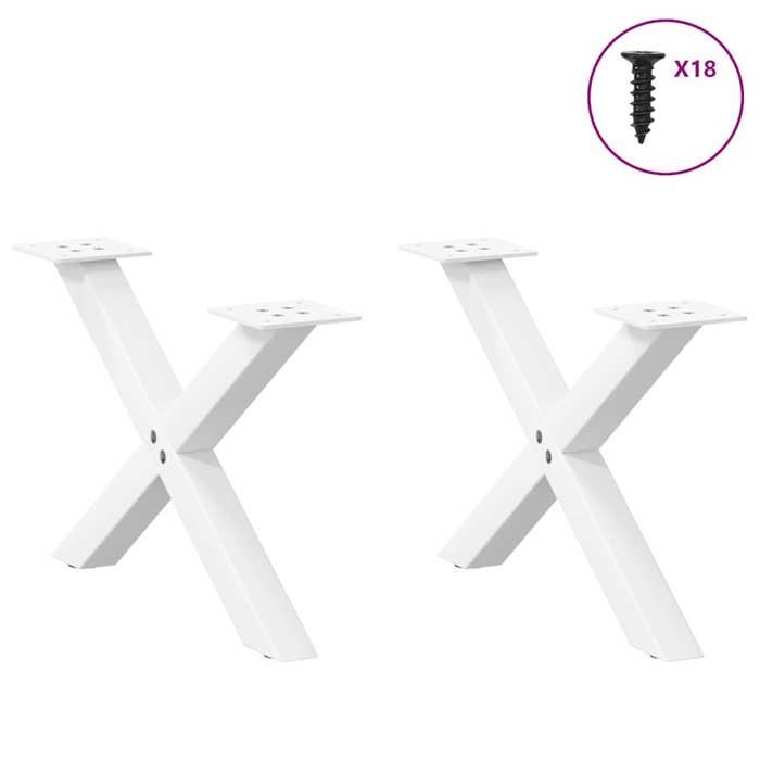 BEL-ACHAT* Base pour table Pieds de table basse - Facile à installer - en forme de X - Lot de 2 - JMS - blanc 50x(30-31) cm acie