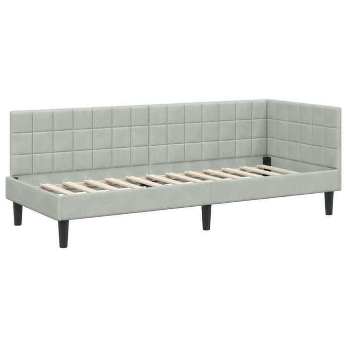 NEUF Structure de lit dangle - UU - 1 PLACE - Gris clair 80 cmx200 cm Velours SS599