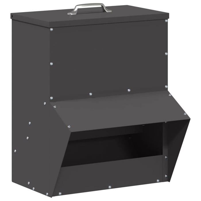 Mangeoire pour poules en métal - vidaXL - Noir - Acier laminé à froid - 35x205x435 cm - Résistant aux intempéries