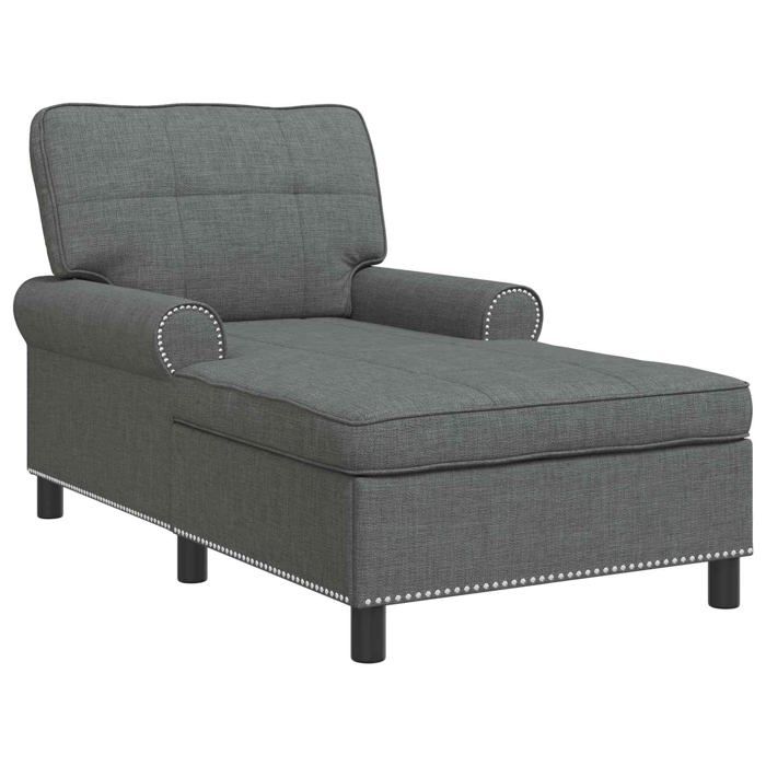 Chaise longue moderne - vidaXL - Gris foncé - 91x157x91 cm - Tissu respirant - Accoudoirs moelleux - Coussin amovible