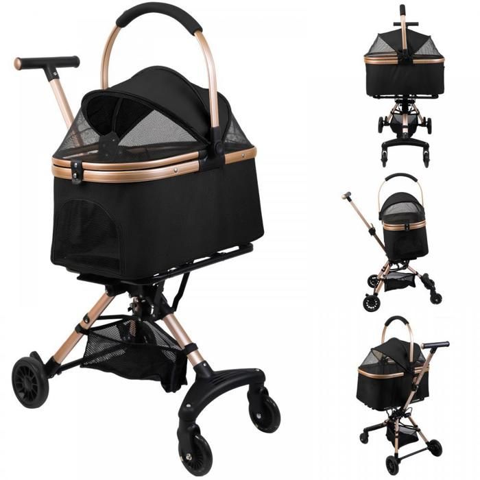 Comparer les prix de MENGDA-Poussette pour chat et chien-Panier amovible-Avec fenêtre en filet-Pliable-Capacité max 25 kg-Noir