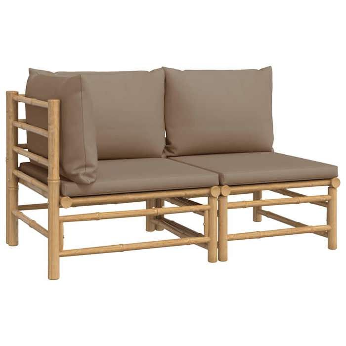 SALE 2026Salon de jardin - Pour Salon Balcon - Lot de 2 - avec coussins taupe bambou 55x69x65cm 18.5 Kg 1734318