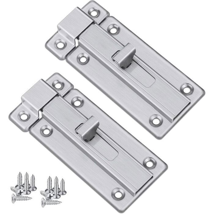 Loquets et Verrous De Porte 2 PCS Boulon à Glissière De Porte Acier Inoxydable De Sécurité Verrou Porte Intérieursalles Avec 12