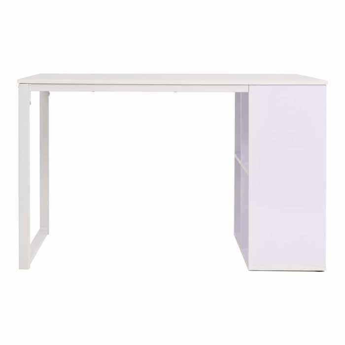 Table décriture moderne - CLARENCE - 120x60x75 cm - Blanc - 4 compartiments - Bois dingénierie - Finition mélaminée