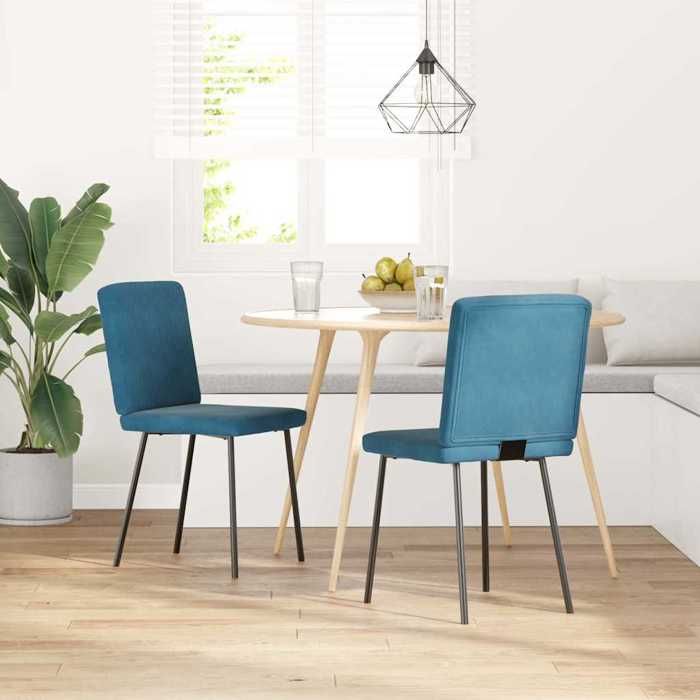 NEW 2026 Chaises à manger lot de 2 Chaises de Cuisine/BUREAU Bleu Velours 45x54x83 cm L680