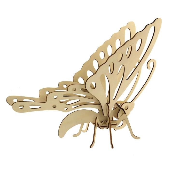 Puzzle 3D en bois - Papillon - 16 pièces découpées au laser - Montage sans colle ni ponçage - 300 x 250 x 140 mm