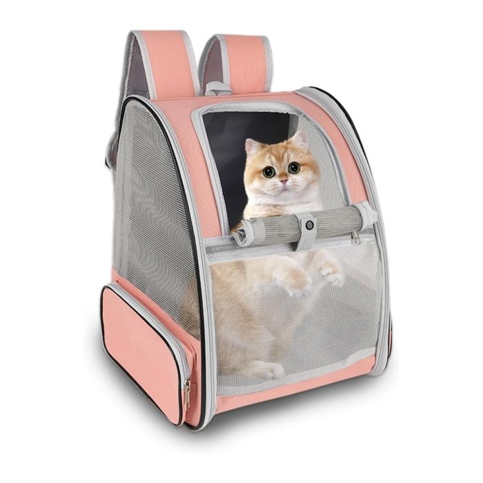 Sac à Dos Transport Chat/Chien - Approuvé Avion Respirant pour Petit Animal Voyage Randonnée Camping Rose