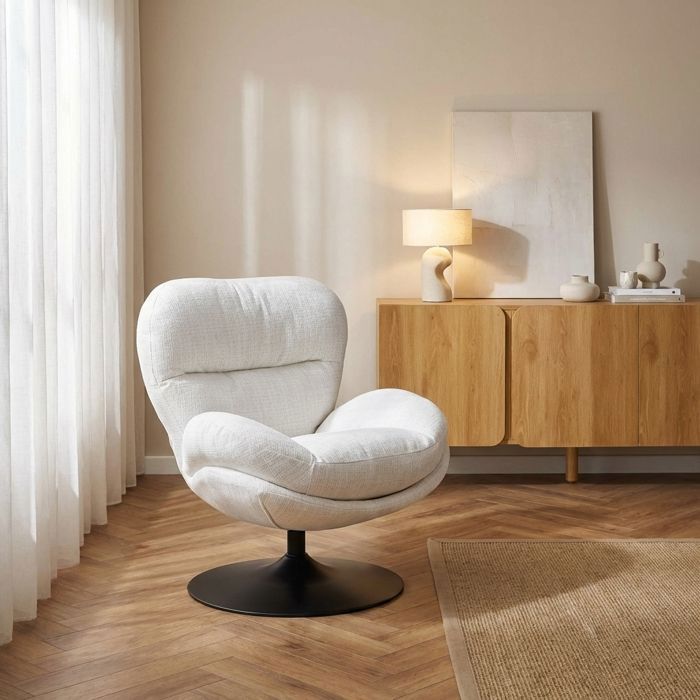 Fauteuil rotatif CERES 1 place tissu blanc Fauteuil rotatif CERES 1 place tissu blanc