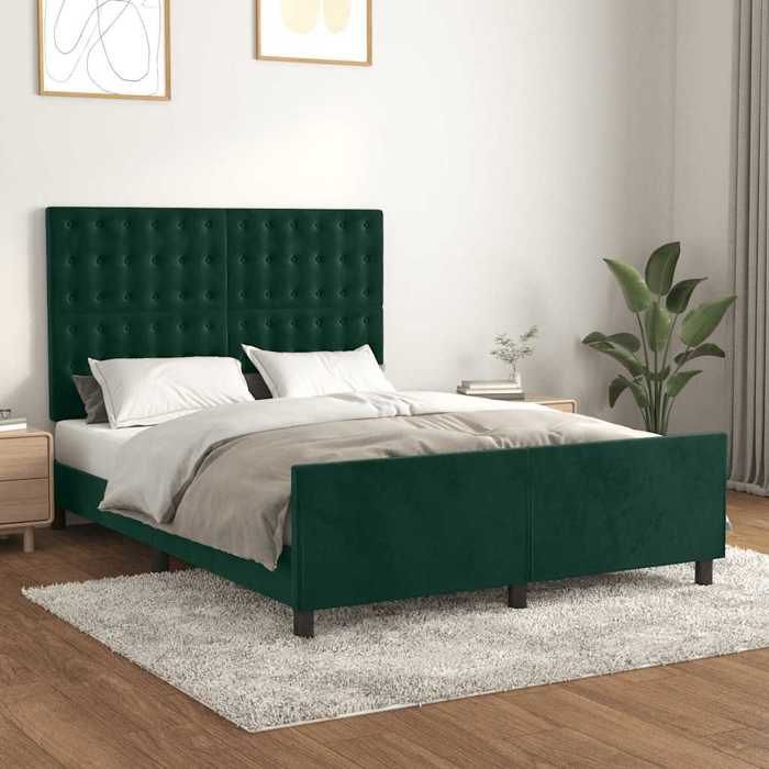 Vert Structure de lit Double(1 pc)：140x190 cm - NGM - Cadre de lit - sans matelas - vert foncé 140x190 cm velours 46072