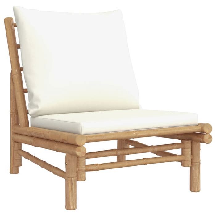 Chaises de jardin - moderne - Meuble de balcon - lot de 2 - avec coussins - blanc crème bambou CC2577