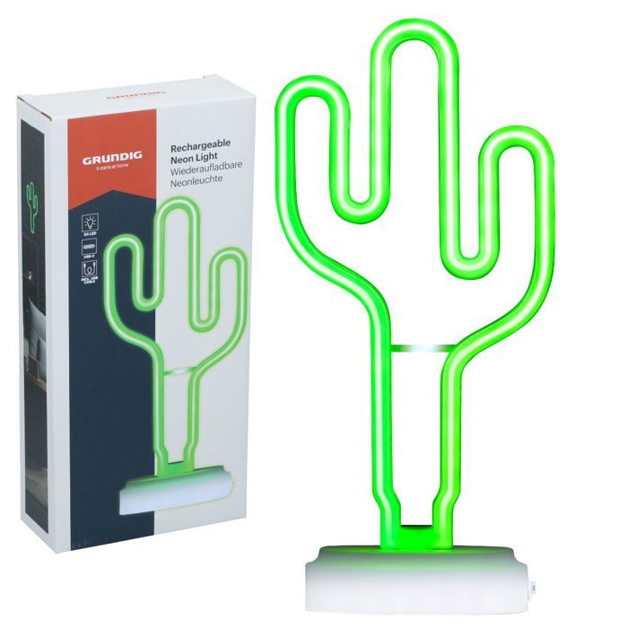 Grundig Lampe de Table sans Fil Neon Cactus - 53 LED