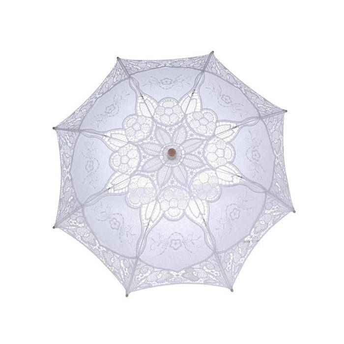 Ombrelle de mariage en dentelle mini parasol pour mariée. Accessoire idéal pour fête danse et séance photo.Blanc