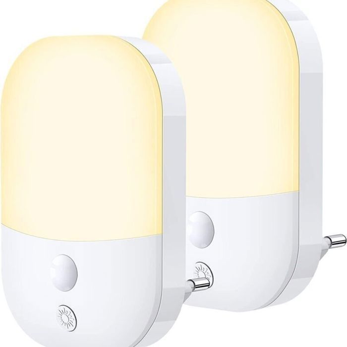 Veilleuses avec capteur de luminosité - Lot de 2 - Veilleuses LED - 5 niveaux de luminosité température de couleur 2800K - lumièr