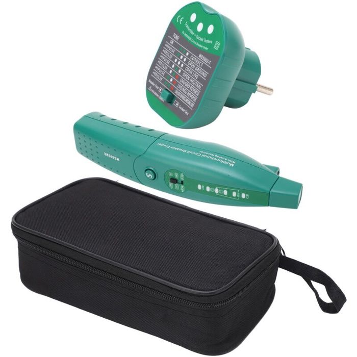 Détecteur de disjoncteur automatique Testeur de prise 220V avec lampe de poche Avertissement batterie faible pour bureaux