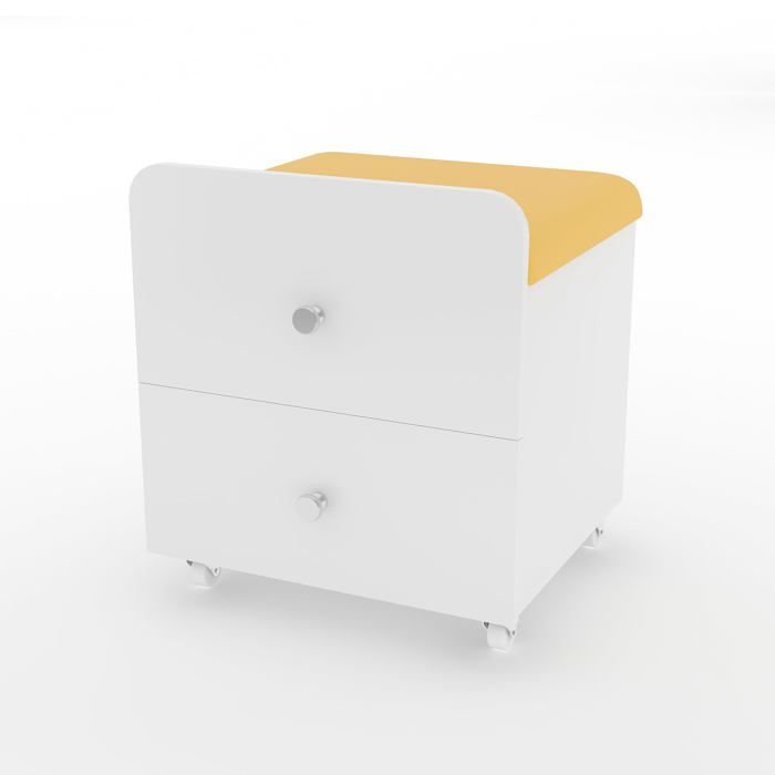 Tabouret coiffeuse jaune avec rangement siège rembourré et tiroir pouf carré pour chambre salon maquillage