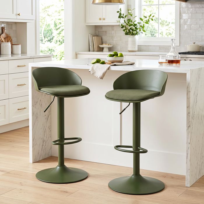 COSTWAY Lot de 2 Tabourets de Bar Réglables Pivotant 360° Dossier Ergonomique Assise Tissu Lin Charge 150 kg Cuisine Vert COSTWAY Lot de 2 Tabourets de Bar Réglables Pivotant 360° Dossier Ergonomique Assise Tissu Lin Charge 150 kg Cuisine Vert