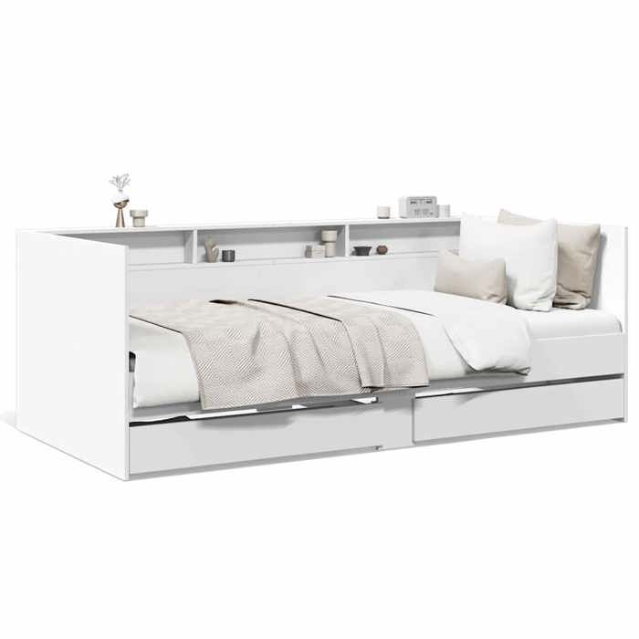 Lit adulte1 place - 100x200 cm - vidaXL - Lit de jour avec tiroirs - sans matelas - blanc 100x200 cm - moderne design_4892