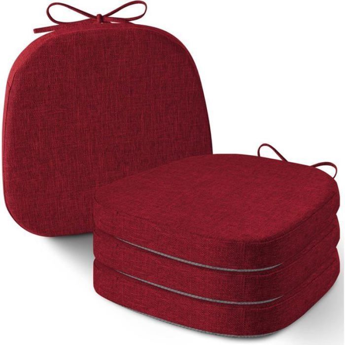 Coussin de chaise lot de 4 - 14x14 pouces épaisseur 5 cm assise antidérapante avec housse amovible en polyester
