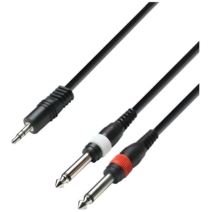 Adam Hall Ah Cables Série 3 Star Câble audio jack stéréo 3,5 mm vers 2 jacks mono 6,3 mm Longueur 1 m - K3YWPP0100