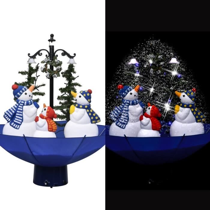 Arbre de Noël neigeux avec base de parapluie Bleu 75 cm PVC