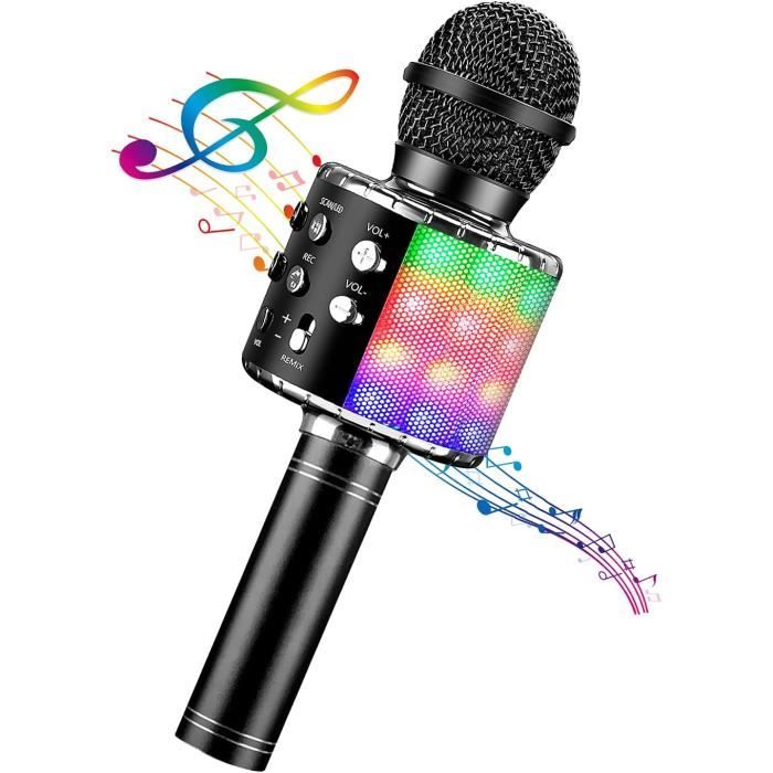 Micro Karaoké, Microphone sans Fil Bluetooth pour Enfants Chanter
