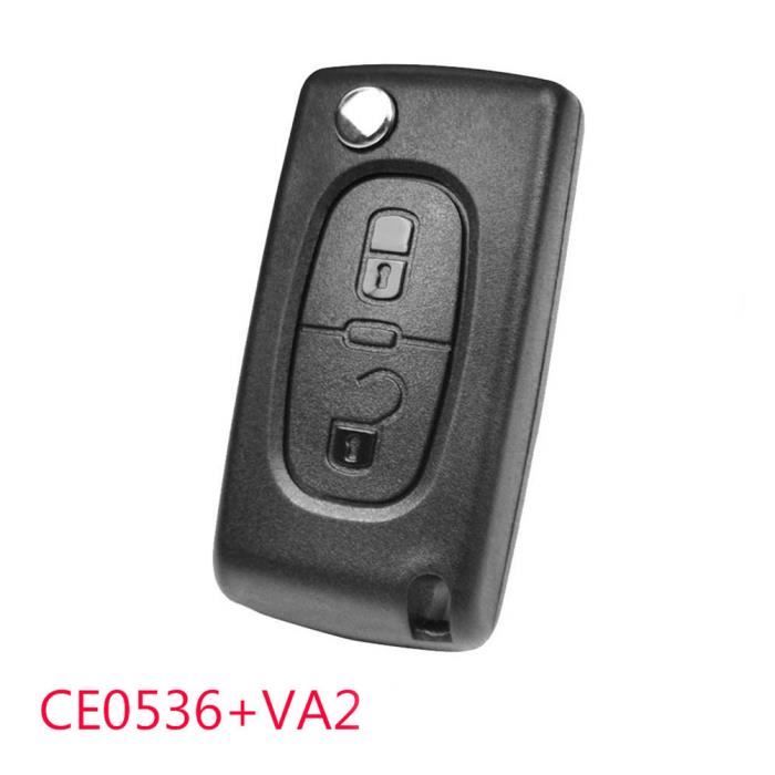 VA2 CE0536 Coque de clé télécommande à 2 bouton pour Peugeot 308 207 307 3008 5008 807 Expert Citroën C3 Picasso C2 C3 C4 Aircross