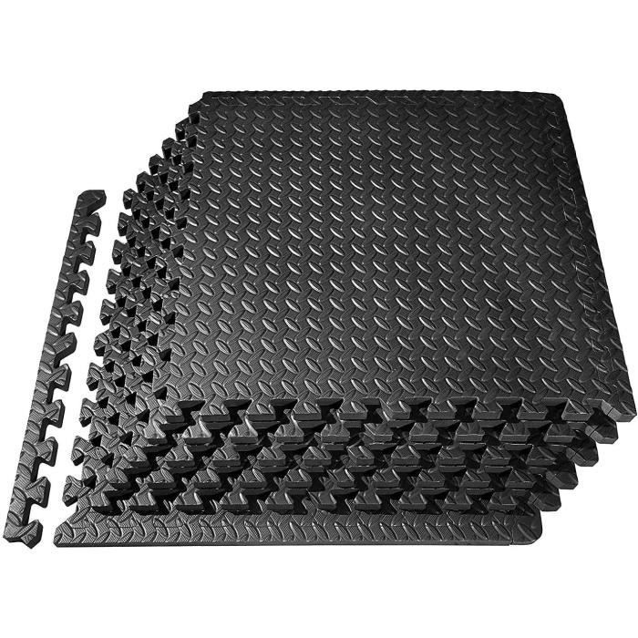 Tapis de Protection de Sol 63 * 63cm, Tapis de Sport Fitness en Mousse EVA, Dalle Mousse 12mm d’épaisseur pour Sol de Salle de Sport de Cuisine de