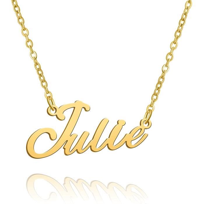 Collier Prénom Personnalisé 14K Or Rose Argent Ajustable Cadeaux Bijoux