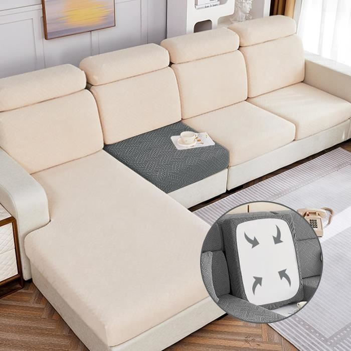 Housse De Canapé Imperméable 4 Places | Forme L | Tissu Extensible | Anti-Dérapant | Gris Foncé