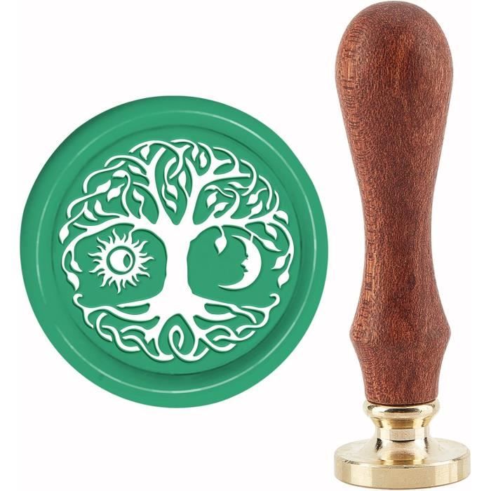 Cachet De Cire Rétro Forme Cœur - Poignée Bois Et Tête Laiton Amovible