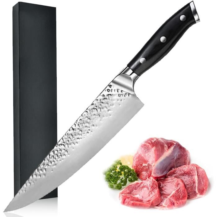 Promithi Couteau de Cuisine Fait Main de Cuisine en Acier à Haute
