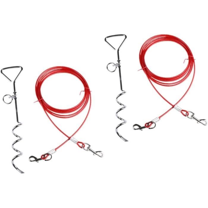 Lot De 4 Longes Pour Chien En Acier Résistant - Anti-morsure Avec Crochet Pivotant 360° - Pour Chiens Et Chats Actifs - 3