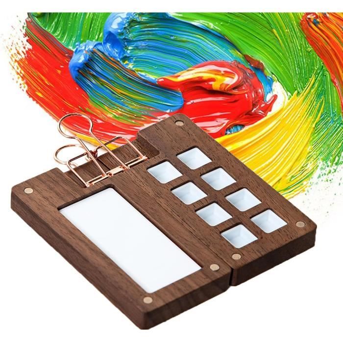 Palette Aquarelle Bois Portable 8 Grilles - Mini Palette Voyage Avec Plateau Mélange Pour Artistes Palette Peinture Plein Air