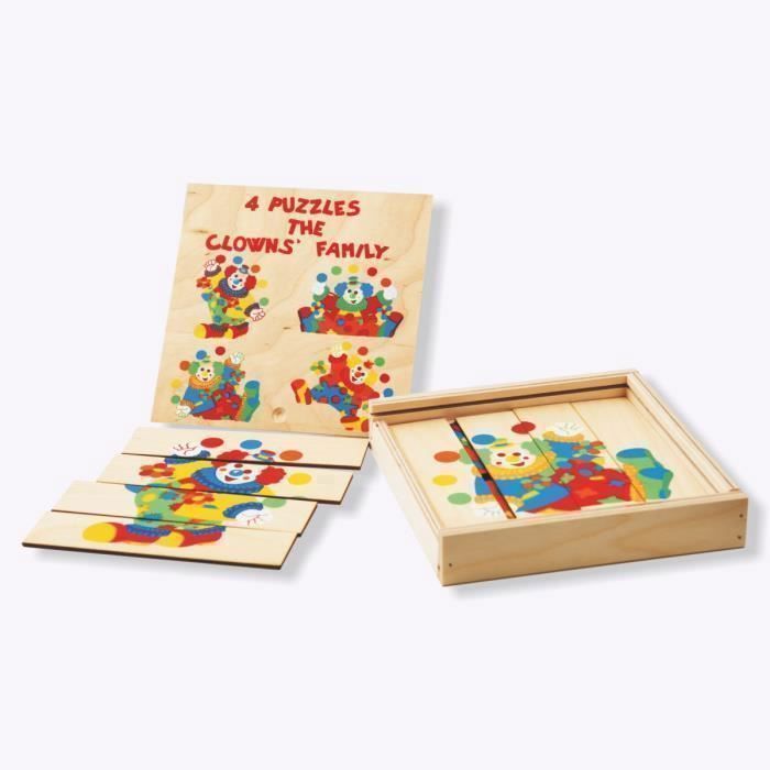 Dida Puzzle Bois Bebe Serie De 4 Clowns Serie De Puzzles Pour Les Enfants Simples Coupes Lineaires De Puzzle Cdiscount Jeux Jouets