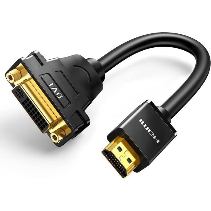 Câble Vidéo HDMI mâle vers DVI 24 + 1 mâle, Full HD 1080p - Noir