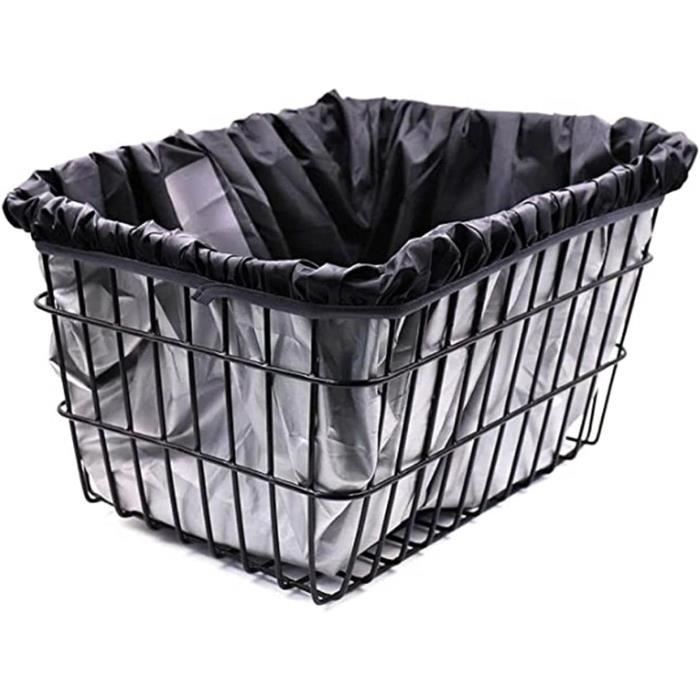 Housse De Pluie Pour Panier De Vélo Avec Filet Casque, Housse De Protection Imperméable Noire épaisse Pour Panier Avant/arrière De Vélo (42 X 33 X 25 Cm