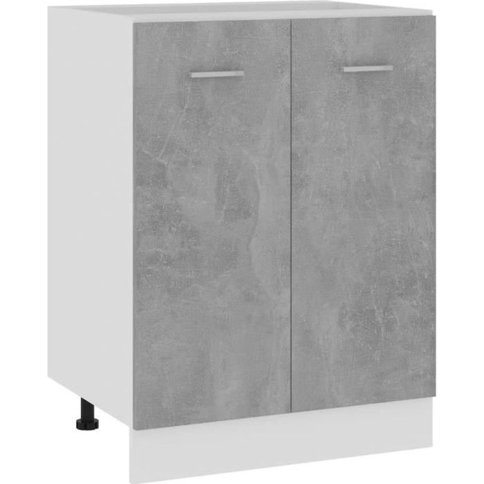Armoire de cuisine multi-rangements Buffet de cuisine Gris béton 60x46x81 5 cm Aggloméré❤7890